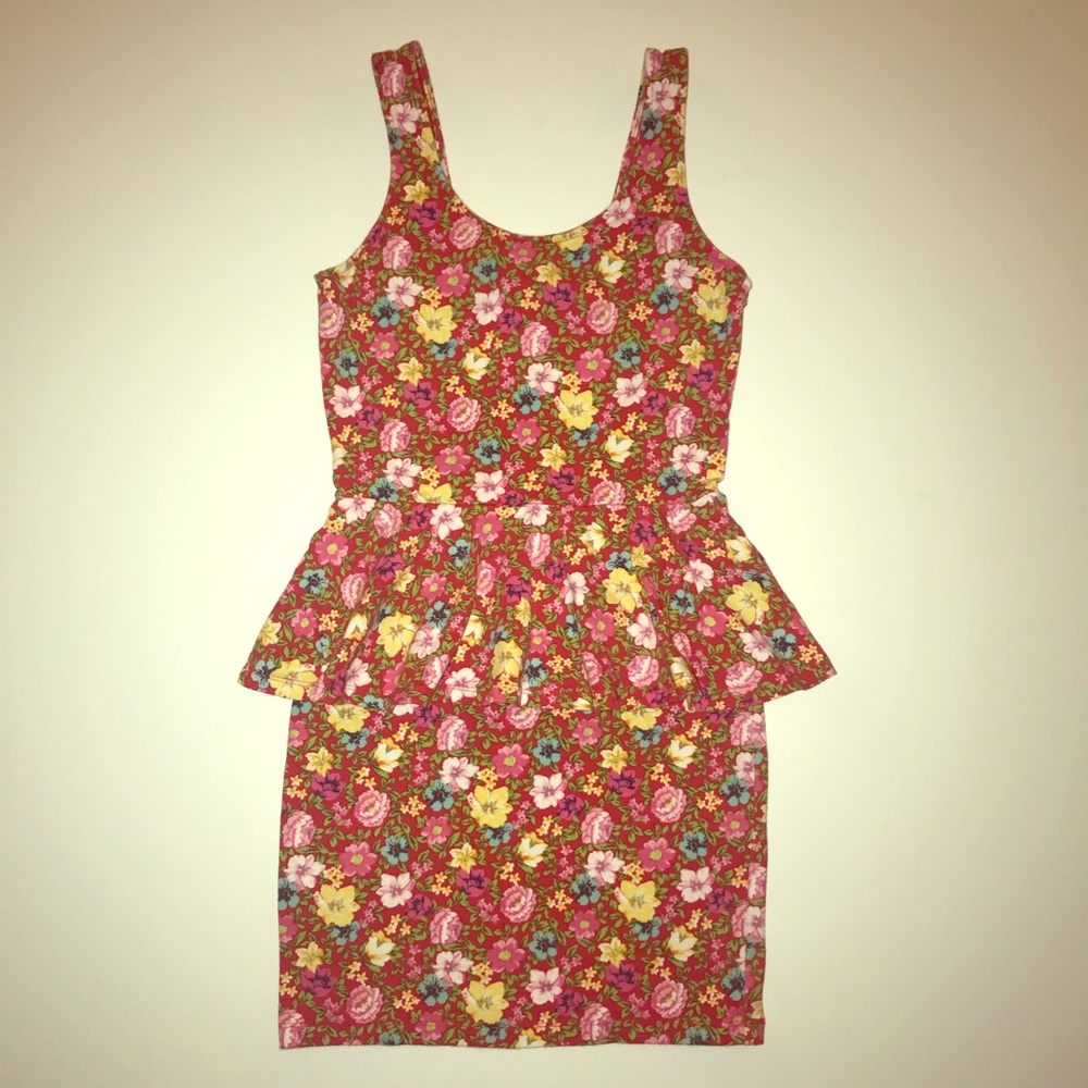 Forever 21 Floral Mini Peplum Spring Tank Dress 🌼